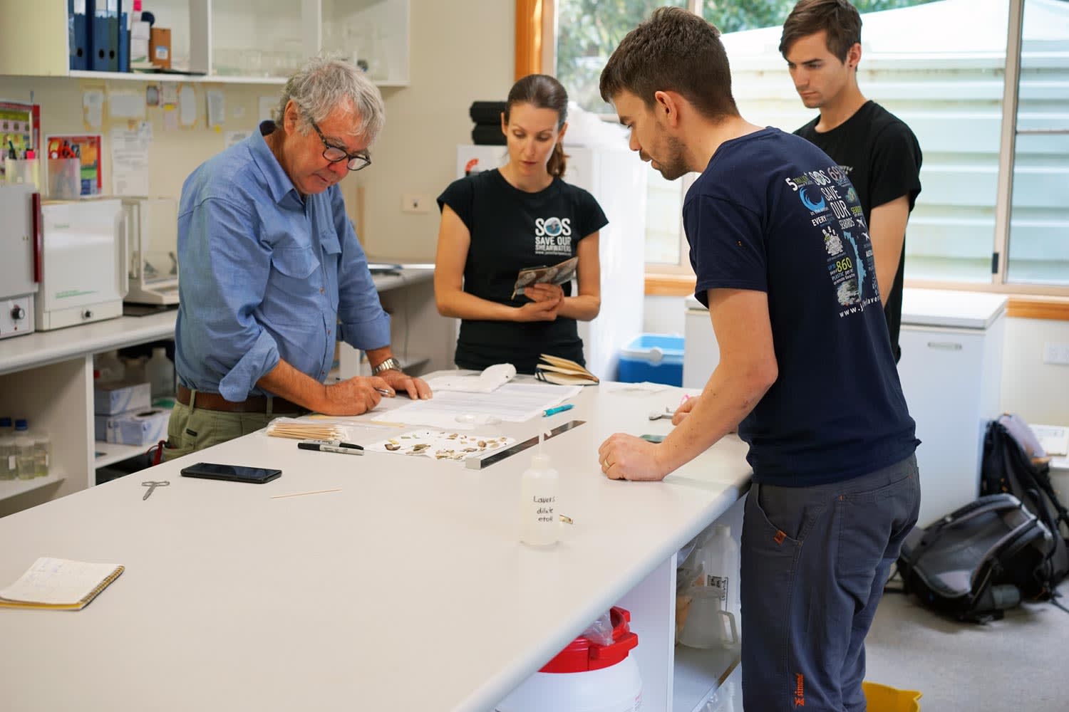 The team in the Lord Howe Island research station